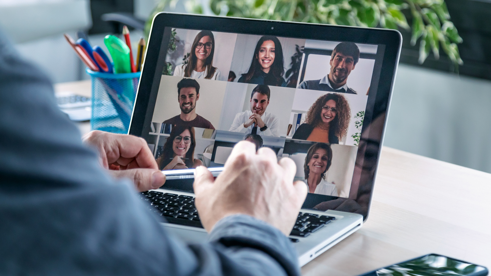 Southern Cross - Flexible workplace 1010 A conference video call on a tablet